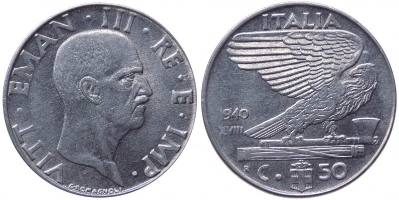 Vittorio Emanuele III (1900-1943) 50 Centesimi 1940 Anno XVIII "Impero" - Antima...