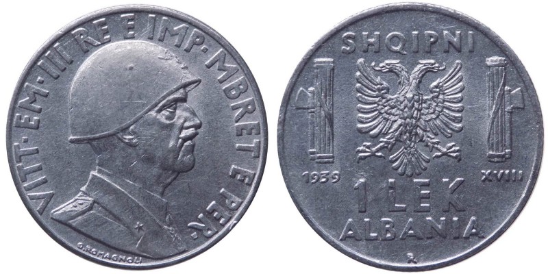 Albania - Vittorio Emanuele III (1900-1943) 1 Lek 1939 Anno XVIII - Gig. 6 - Ac-...