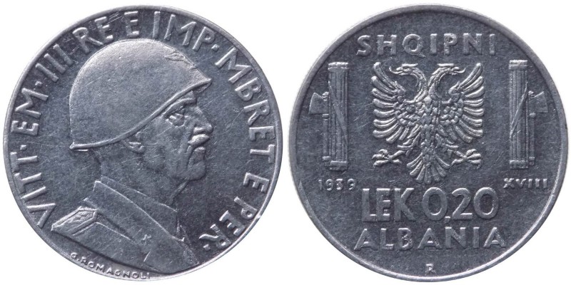 Albania - Vittorio Emanuele III (1900-1943) 0,20 Lek 1939 Anno XVIII - Antimagne...