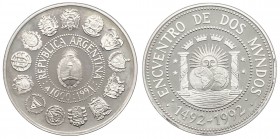 Argentina - Repubblica Argentina (dal 1816) 1000 Australes 1992 commemorativa del 500° anniversario della scoperta dell'America - KM 106 - Ag - Proof ...