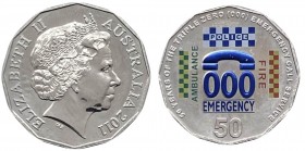 Australia - Moneta Commemorativa - Elisabetta II (dal 1952) 50 Centesimi 2011 commemorativa del 50° anniversario del triplo zero numero d'emergenza - ...