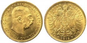 Austria - Franz Joseph I (1848-1916) 10 Corone 1912 Anno MDCCCCXII - KM 2816 - Au gr. 3,42 
qFDC