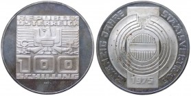 Austria - Moneta Commemorativa - Repubblica d'Austria (dal 1955) 100 Schilling 1975 commemorativo del 20° anniversario del trattato di Stato austriaco...
