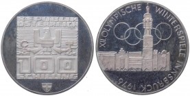 Austria - Moneta Commemorativa - Repubblica d'Austria (dal 1955) 100 Schilling 1976 commemorativo del Giochi invernali della XII Olimpiade svolti a In...
