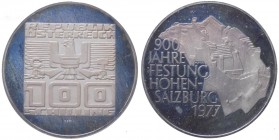 Austria - Moneta Commemorativa - Repubblica d'Austria (dal 1955) 100 Schilling 1977 commemorativo del 900° anniversario della fondazione della fortezz...