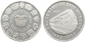 Colombia - Moneta Commemorativa - Repubblica di Colombia (dal 1819) 10000 Pesos 1992 commemorativi del 500° anniversario della scoperta dell'America -...