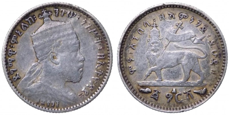 Etiopia - Menelik II (1889-1913) 1 Gersh (1897) Zecca di Parigi - KM 12 - Ag
qB...