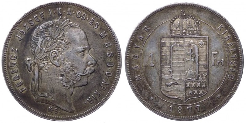 Austria-Ungheria - Franz Joseph I (1848-1916) 1 Forint 1877 - KM 453.1 - Ag
SPL...