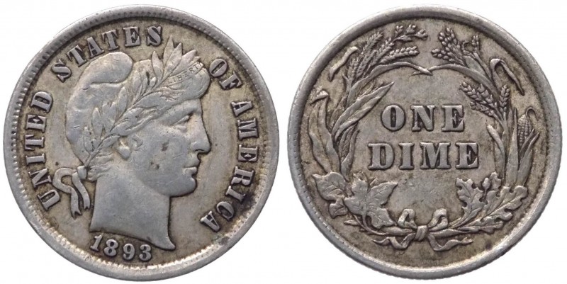 USA-Stati Uniti D'America - Stati Uniti d'America (dal 1776) 1 Dime 1893 - KM 11...