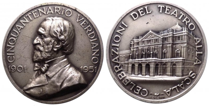 Medaglia emessa nel 1951 commemorativa del cinquantenario verdiano (1901-1951) c...