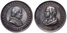Pio IX (Giovanni Maria Mastai Ferretti) 1846-1878 medaglia devozionale emessa nel 1846 con busto di Maria velato a sinistra - Ag gr. 8,82 Ø mm 26 
BB...