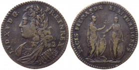 Francia - Luigi XV (1715-1774) gettone post 1719 - D/LVD·XV·D·G·FR·ET·NAV·REX. - busto laureato in abiti militari classicheggianti a sinistra - R/ PAC...