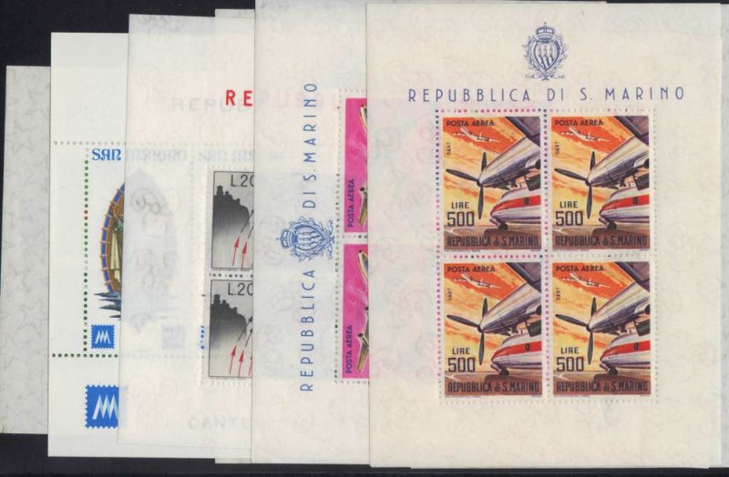 SAN MARINO - Foglietto - 1960 Olimpiadi, 1962 europa, 1964 - 65 Lire 1000 e 500 ...