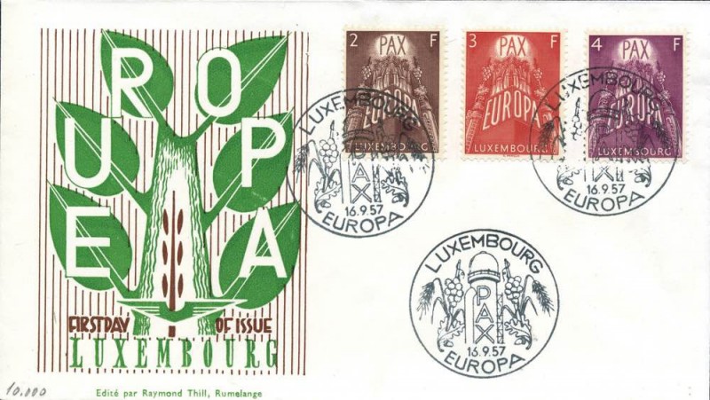 EUROPA C.E.P.T. - 1957 europa - Lotto di 8 FDC - Annullo speciale su LUSSEMBURGO...