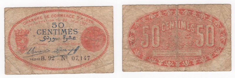 Algeria - Camera del Commercio di Algeria - 50 Centimes 1921 - Serie B92 n°07,14...