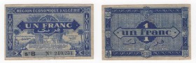 Algeria - Regione Economica dell'Algeria -1 Franc 1944 -"Amministrazione Francese"- Serie B n°240,251 - P98a - Pieghe / Macchie
n.a.

Shipping only...
