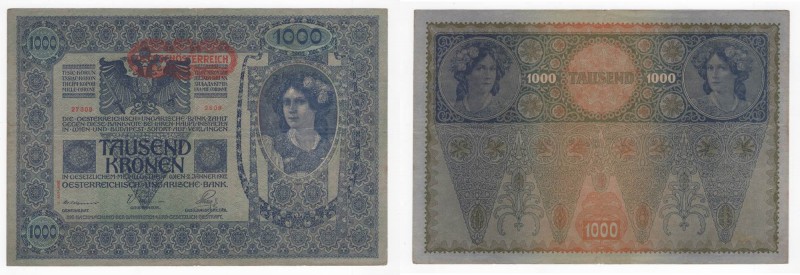 Austria - Impero Austro-Ungarico (1867-1919) 1000 Kronen 1919 (old 1902) "Deutsc...