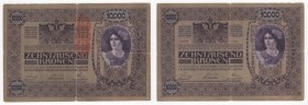 Austria - Impero Austro-Ungarico (1867-1919) 10000 Kronen 1919 (old 1918) "Deutschosterreich" - Timbro Verticale - N°02320 - P64 - Pieghe / Strappi 
...