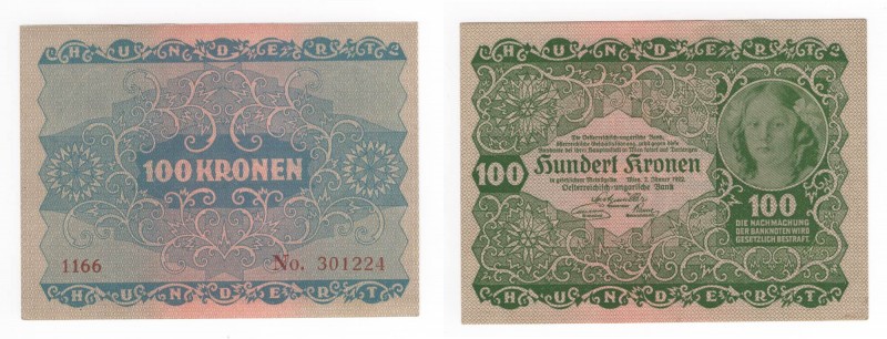 Austria - Banca Austro-Ungarica - Prima Repubblica (1919-1934) 100 Kronen 1922 "...