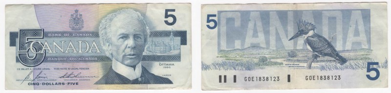 Canada - Elisabetta II (dal 1953) - Banca del Canada - 5 dollars tipo "Laurier" ...