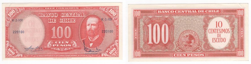 Cile - Banca Centrale del Cile - 10 Centesimos su 100 Pesos 1960-1961 - "Arturo ...