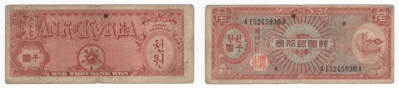 Corea - Banca della Corea - 1000 Won 1953 - N°A15245930A - P15 - Pieghe / Macchi...