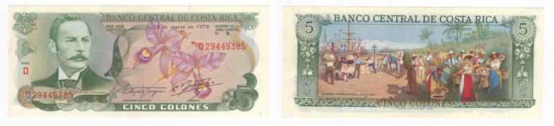 Costa Rica - Banca Centrale del Costa Rica - 5 Colones 1979 - "Rafael Yglesisas ...