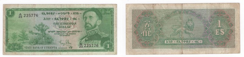 Etiopia - Banca dell'Etiopia - 1 Ethiopian Dollar 1966 - N°225776 - P25 - Pieghe...