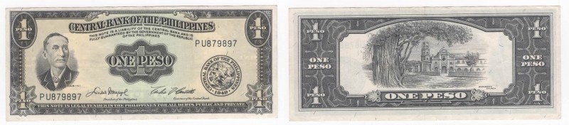 Filippine - Banca Centrale delle Filippine - 1 Peso 1949-1969 - "Apolinario Mabi...