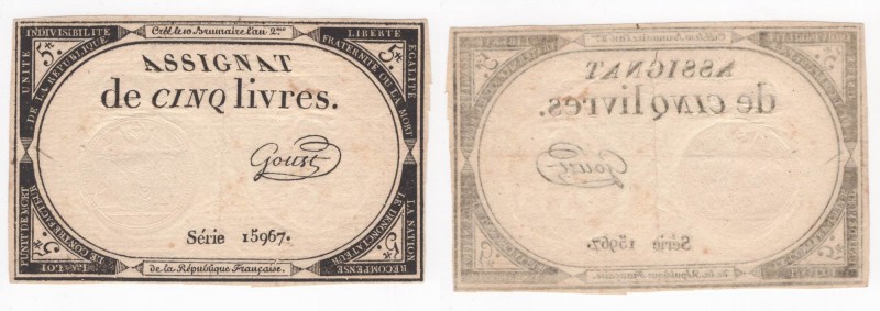 Francia - Assignat-Domaines Nationaux - 5 Livres 1793 - Serie 15967 - P#A76 - Pi...