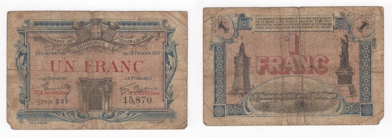 Francia - Camera del Commercio di Toulon e Du Var - 1 Franc 1917 - 3°Emissione S...