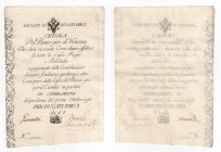 Stati Preunitari Italiani - Provincia Veneta dell'Austria - Cedola da 10 scudi - Banco Giro di Venezia - emssione del 01/10/1798 - N&deg; serie 13551 ...