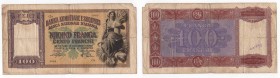 Occupazioni Italiane all'Estero - Banca Nazionale d'Albania - 100 Franchi 1940 - N°Q4 2983 - Mosconi/Gambino - Crapanzano/Giulianini n°OI69 - Pieghe /...