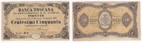 Regno d'Italia (1861-1943) - Vittorio Emanuele II (1861-1878) - Banca Toscana di Anticipazioni e Sconto - 50 centesimi - Decreto 24-04-1870 - Firme: B...