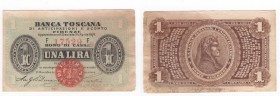 Regno d'Italia (1861-1943) - Vittorio Emanuele II (1861-1878) - Banca Toscana di Anticipazioni e Sconto - buono di cassa da 1 lira - Decreto 24-04-187...