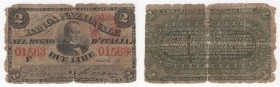 Regno d'Italia (1861-1943) - Vittorio Emanuele II (1861-1878) - Banca Nazionale nel Regno d'Italia - 2 lire - emissione del 1868 - Firme: Galliano - N...