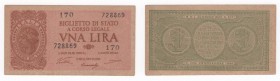 Regno d'Italia (1861-1943) - Luogotenenza - Biglietto di Stato - 1 Lira "Italia Laureata" - N°728869 - Ventura/Simoneschi/Giovinco - 23/11/1944 - Crap...