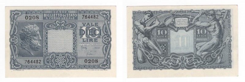 Regno d'Italia (1861-1943) - Luogotenenza - Biglietto di Stato - 10 Lire "Giove"...