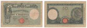 Regno d'Italia (1861-1943) - Vittorio Emanuele III (1900-1943) - 50 lire tipo "Barbetti" senza matrice - contrassegno fascio - emissione del 31.03.194...