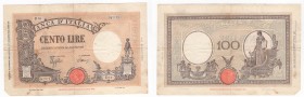 Regno d'Italia (1861-1943) - Vittorio Emanuele III - Biglietto di Banca - 100 Lire "Grande B" (Fascio) N°D16 061173 - Azzolini/Urbini - 09/12/1942 - G...