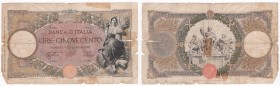Regno d'Italia (1861-1943) - Vittorio Emanuele III (1900-1943) - 500 lire tipo "Mietitrice - contrassegno fascio - emissione del 21.10.1942 - N°serie ...