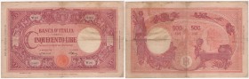 Repubblica Italiana - Biglietto di Banca - 500 lire tipo "Barbetti" - contrassegno BI - emissione del 21.03.1946 - N&deg;serie W207 024807 - Crapanzan...