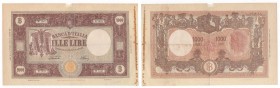 Repubblica Italiana - Biglietto di Banca - 1000 Lire "Grande M - Barbetti" - contrassegno BI - emissione del 12.10.1946 - N&deg;serie W1242 071930 - C...