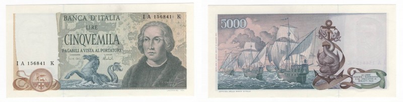Repubblica Italiana - Biglietto di Banca - 5000 Lire "Cristoforo Colombo II°Tipo...