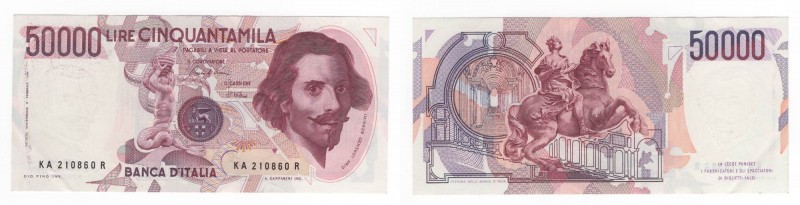 Repubblica Italiana - Biglietto di Banca - 50 Mila Lire "Gian Lorenzo Bernini" I...