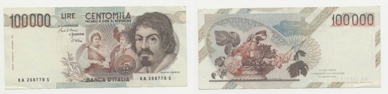 Repubblica Italiana - Biglietto di Banca - 100 Mila Lire "Caravaggio" I°Tipo - N...
