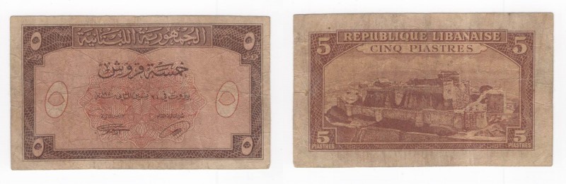 Libano - Repubblica Libanese - 5 Piastres 1950 - P46 - Pieghe / Macchie
n.a.
...