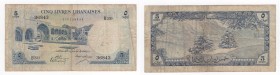 Libano - Banca della Siria e del Libano - 5 Livres 1952 - P56 - Pieghe / Macchie 
n.a.

Worldwide shipping