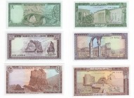 Libano - Repubblica del Libano (dal 1943) - lotto di 5-10-25 Livres - emissione del 1986 - N° serie: 099426870 L23 26870 / 077334650 F25 34650 / 03499...