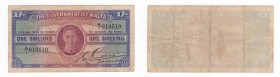 Malta - Governo di Malta - Amministrazione Britannica - 1 Shilling 1943 - "George VI" - P16 - Pieghe / Macchie 
n.a.

Shipping only in Italy
